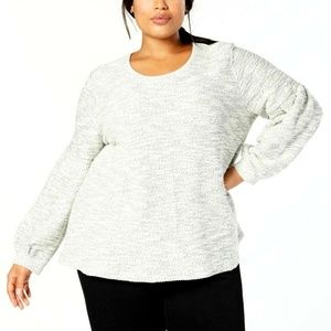 (NWT) Style&Co Plus Size 3X Neutral Marbled Lurex Metallic French Terry Sweater